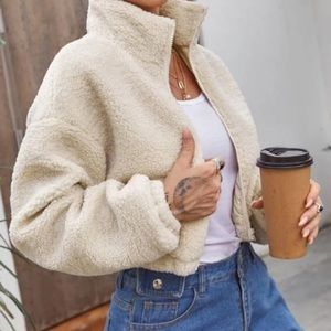 Cream sherpa bomber jacket. Never worn.